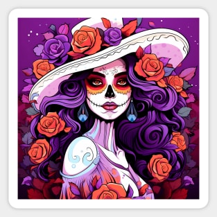 catrina girl with flowers Sticker